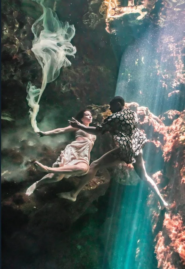 Couple together in a cenote